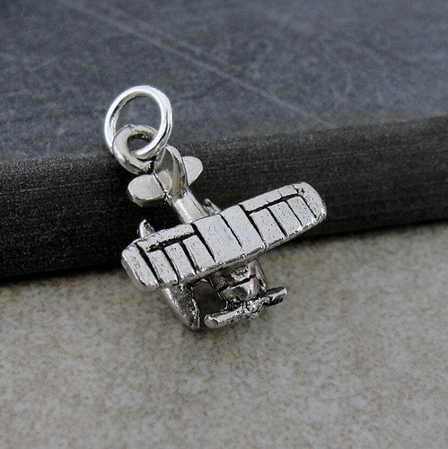 Silver seaplane charm - seaplane,
