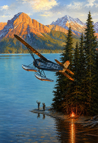 Vintage floatplane mountain - vintage,