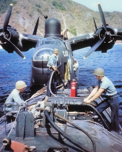 Navy floatplane with boat - navy,